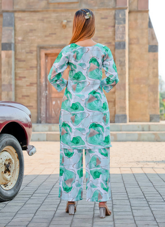 Mint Green Floral Printed Co-Ord Set