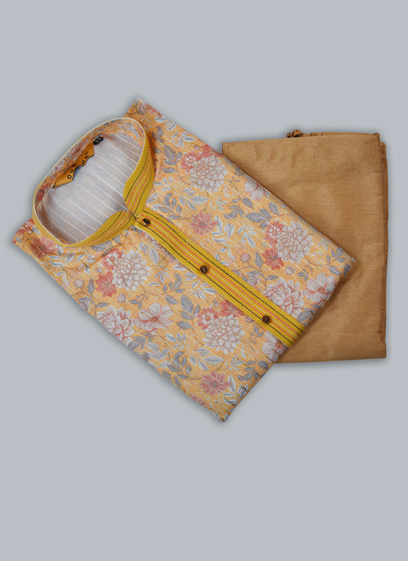 Peach Cotton Kurta Pyjama Set