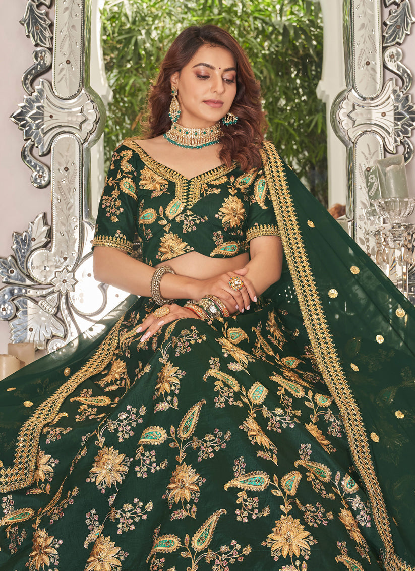 Forest Green Art Silk Designer Lehenga Choli
