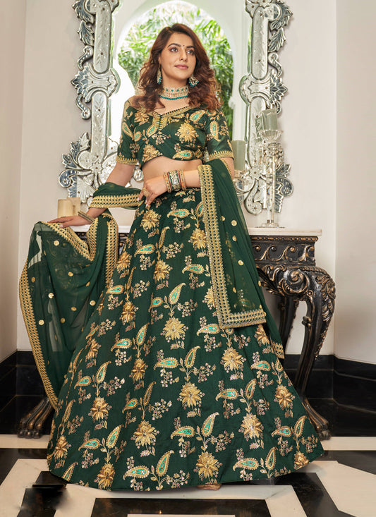 Forest Green Art Silk Designer Lehenga Choli