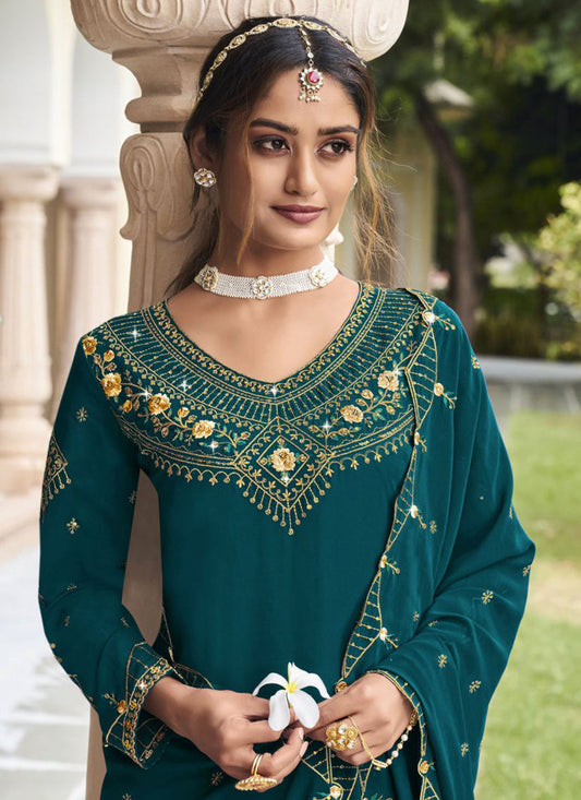 Morpich Georgette Embroidered Palazzo Kameez