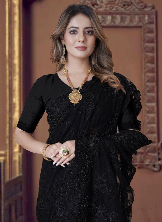 Black Net Party Wear Saree