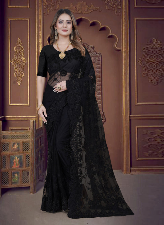 Black Net Party Wear Saree