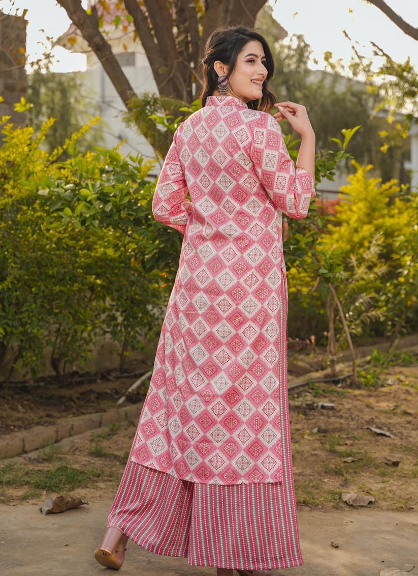Pink Pure Rayon Plus Size Kurti