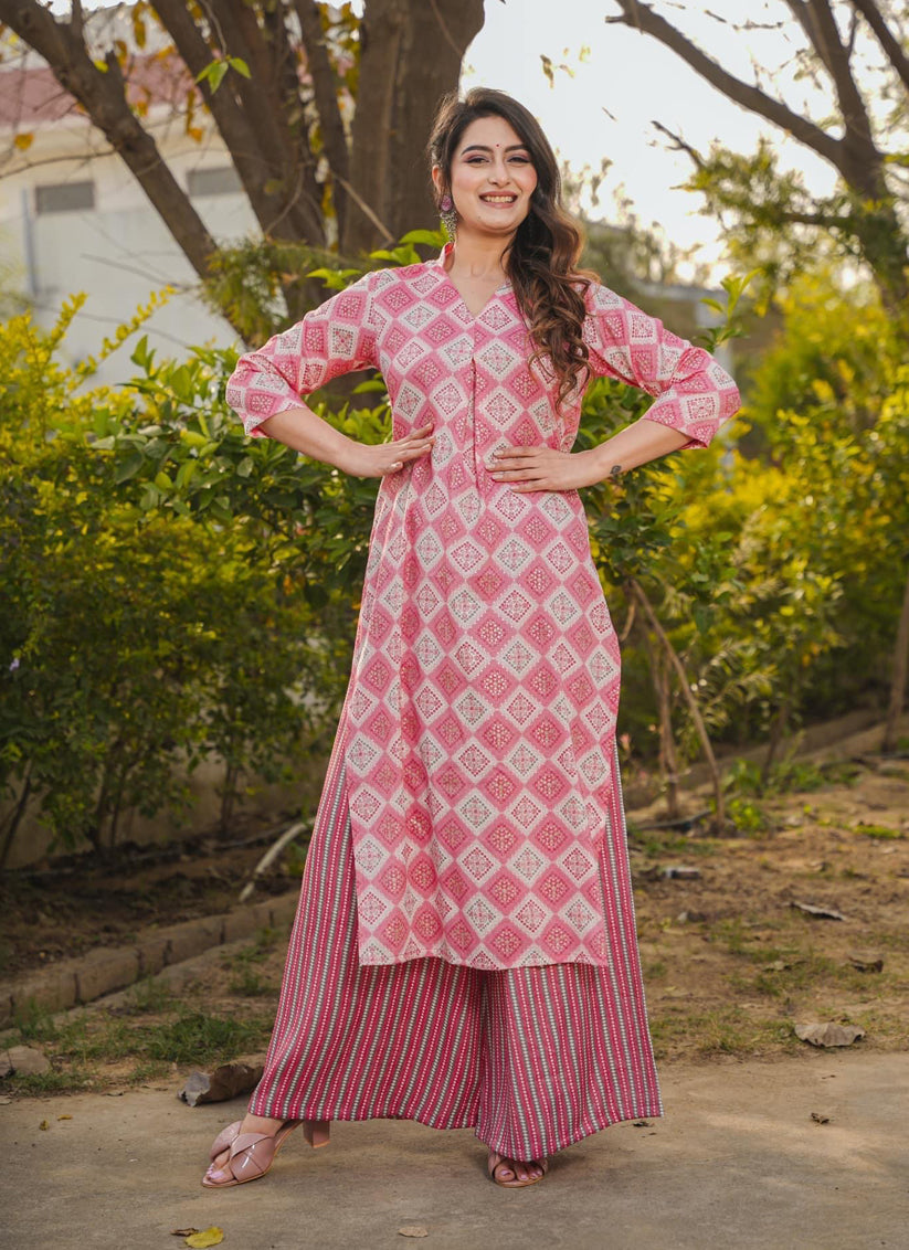 Pink Pure Rayon Plus Size Kurti