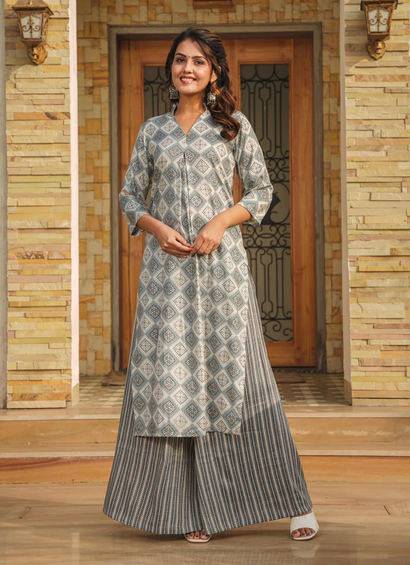 Grey Pure Rayon Plus Size Kurti