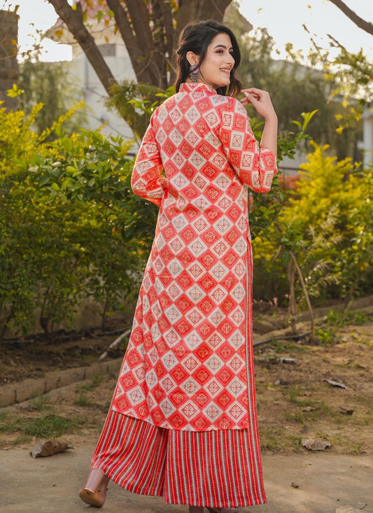 Red Pure Rayon Plus Size Kurti