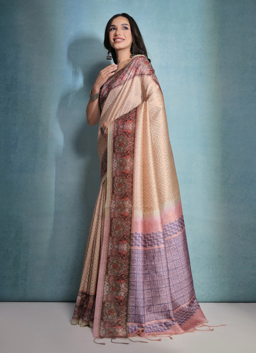 Yellow Cotton Silk Zari Woven Saree