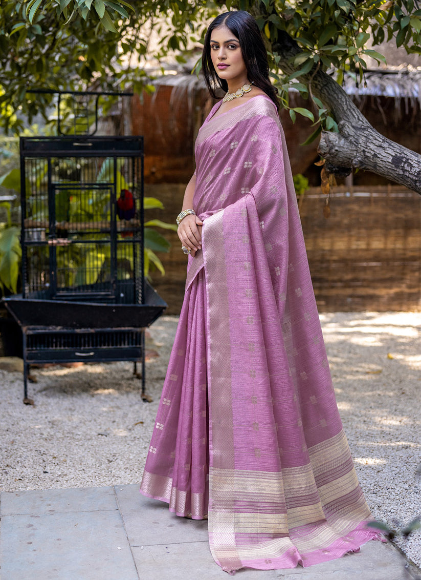 Purple Pure Cotton Zari Woven Saree