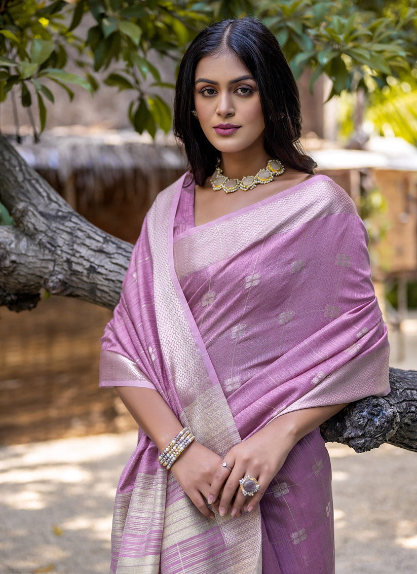 Purple Pure Cotton Zari Woven Saree