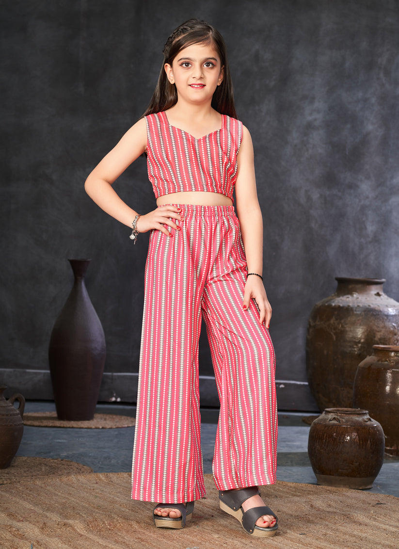 Salmon Pink Rayon Kids IndoWestern with Jacket