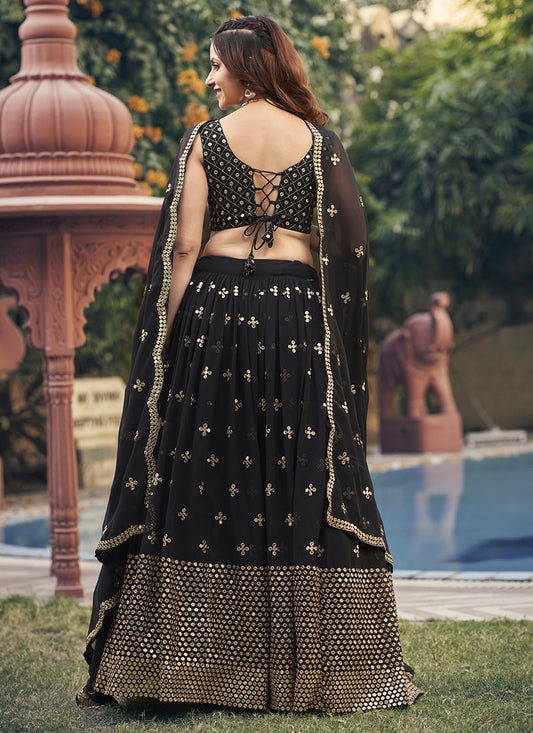 Black Georgette Embroidered Lehenga Choli