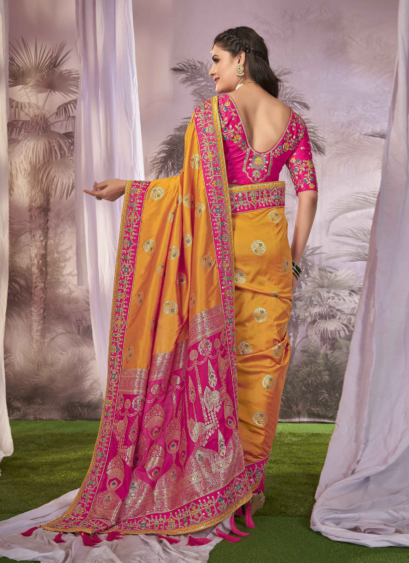 Magenta Banarasi Silk Embroidered Saree