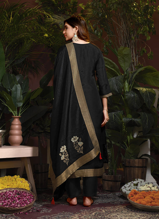 Black Viscose Handwork Readymade Pant Kameez