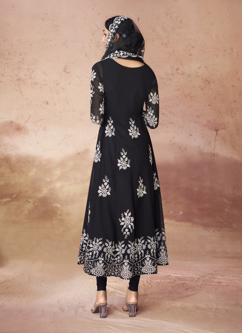 Black Georgette Readymade Anarkali Suit