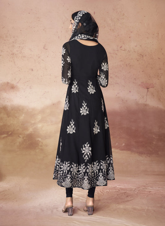 Black Georgette Readymade Anarkali Suit