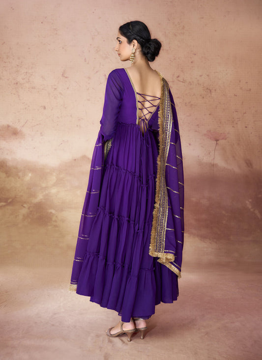 Violet Georgette Gown with Dupatta