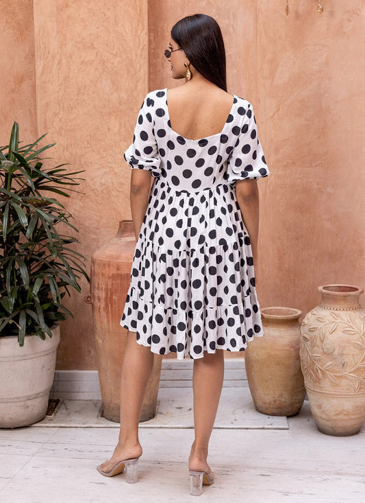 White Heavy Rayon Digital Print Readymade Gown