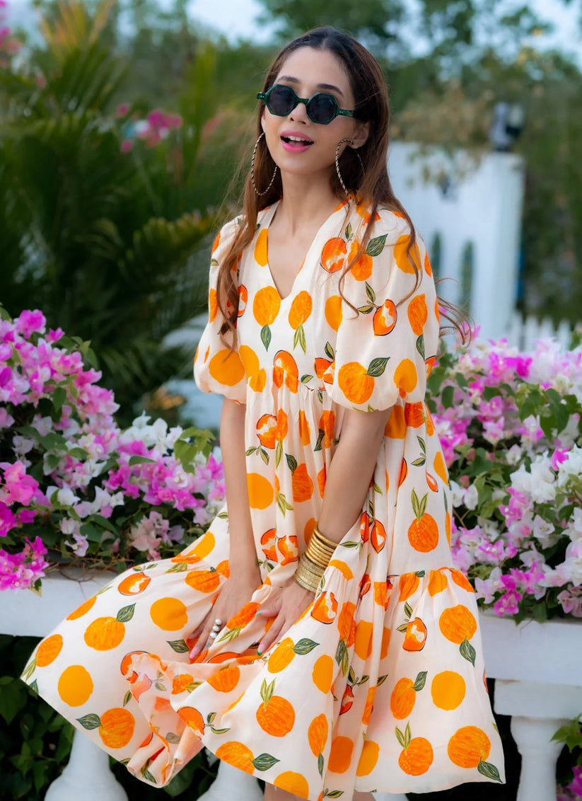 Off White Heavy Rayon Digital Print Readymade Gown