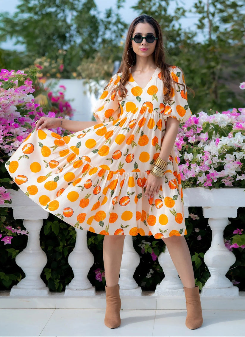 Off White Heavy Rayon Digital Print Readymade Gown