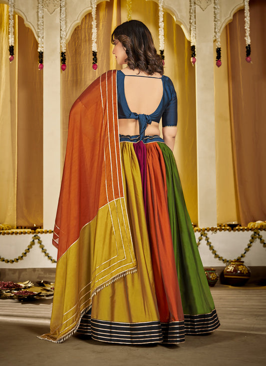 Multicolor Silk Gamthi Work Chaniya Choli
