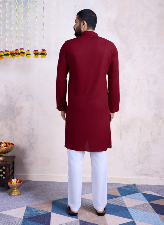 Maroon Rayon Gamthi Work Navratri Special Kurta