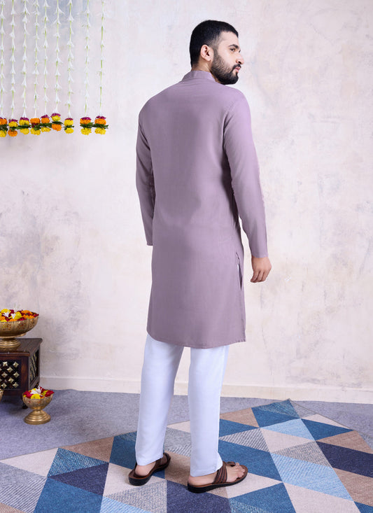 Dusty Purple Rayon Gamthi Work Navratri Special Kurta