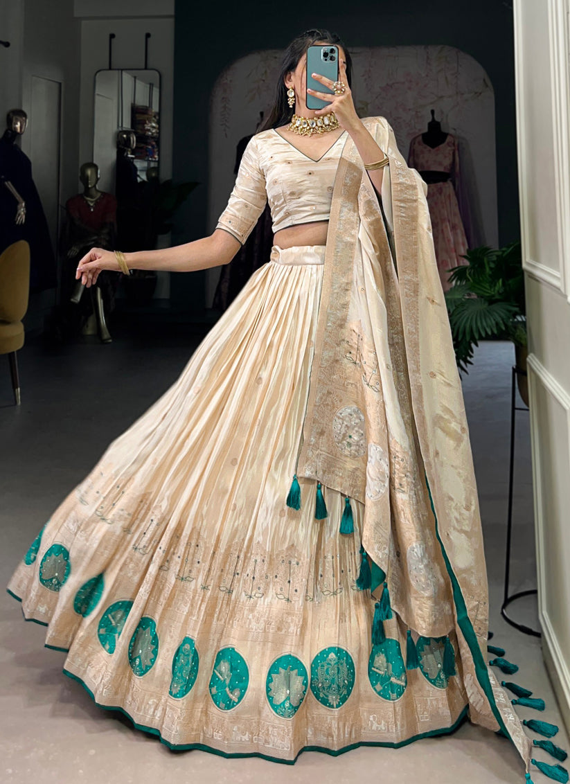 cream sky pure shimmer navratri special chaniya choli