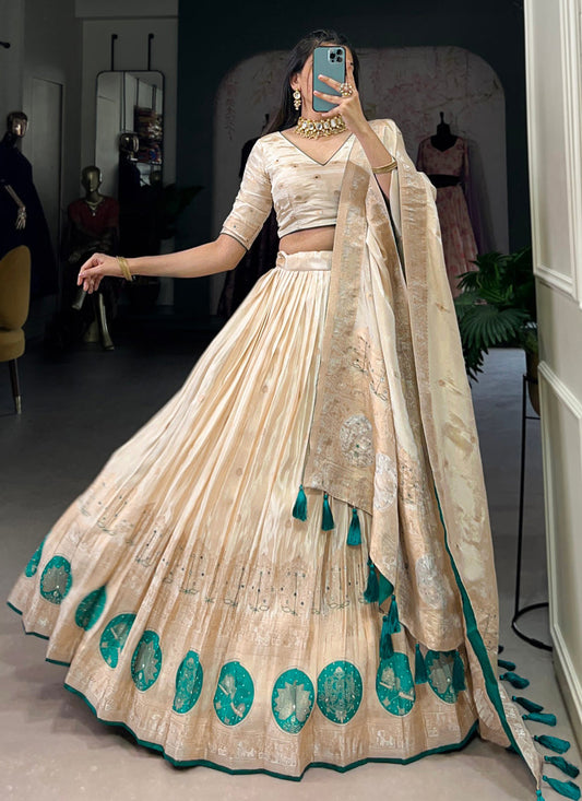 cream sky pure shimmer navratri special chaniya choli