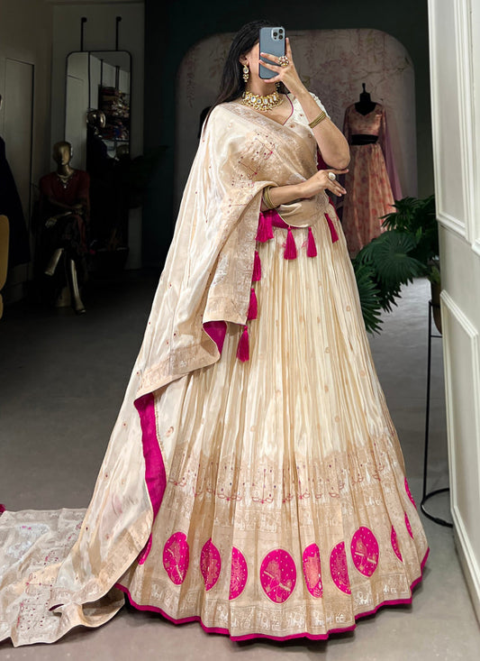 cream pink pure shimmer navratri special chaniya choli