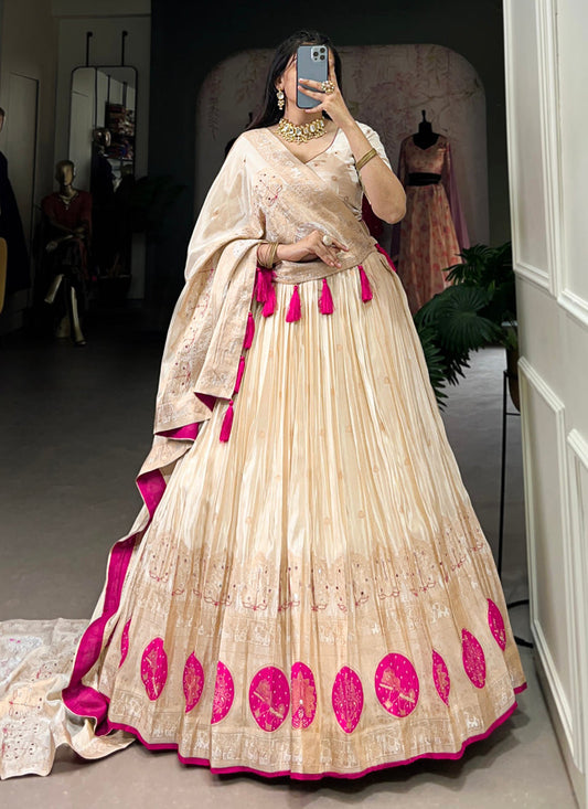 cream pink pure shimmer navratri special chaniya choli