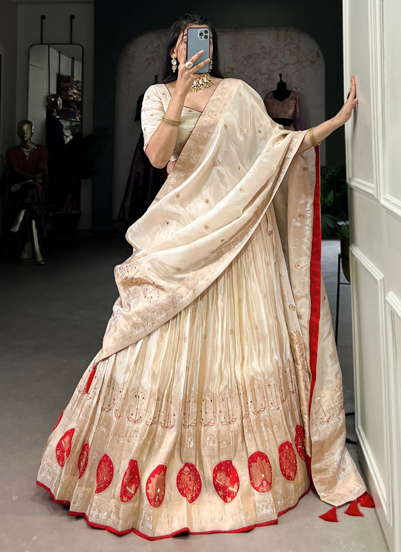 cream red pure shimmer navratri special chaniya choli