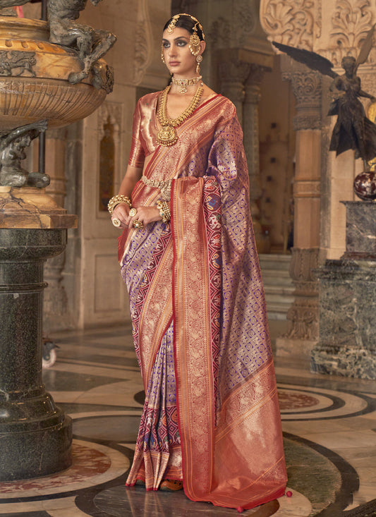 Lavender Banarasi Brocade Zari Woven Saree