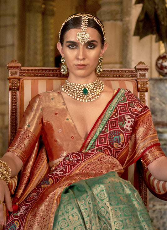 Sea Green Banarasi Brocade Zari Woven Saree