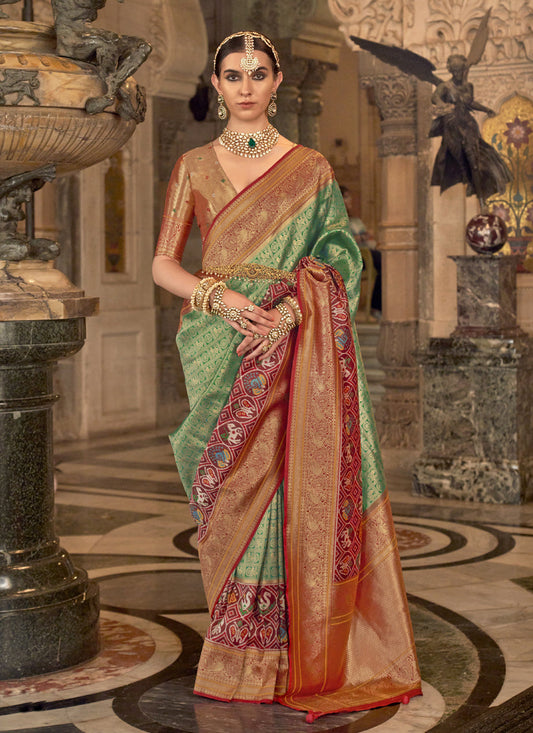 Sea Green Banarasi Brocade Zari Woven Saree