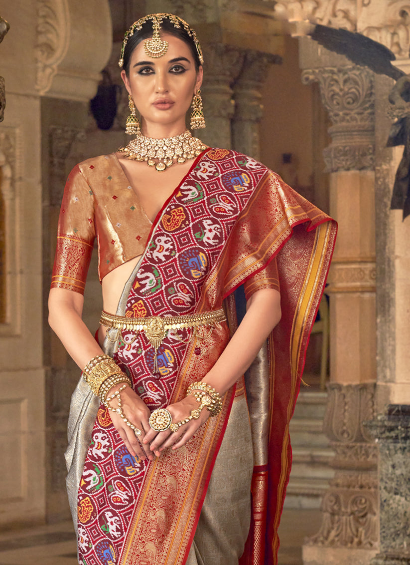 Beige Banarasi Brocade Zari Woven Saree