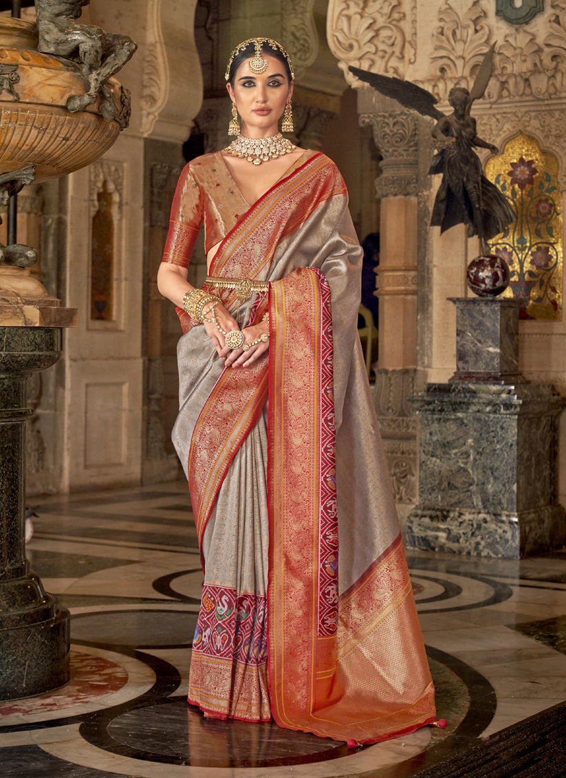Beige Banarasi Brocade Zari Woven Saree