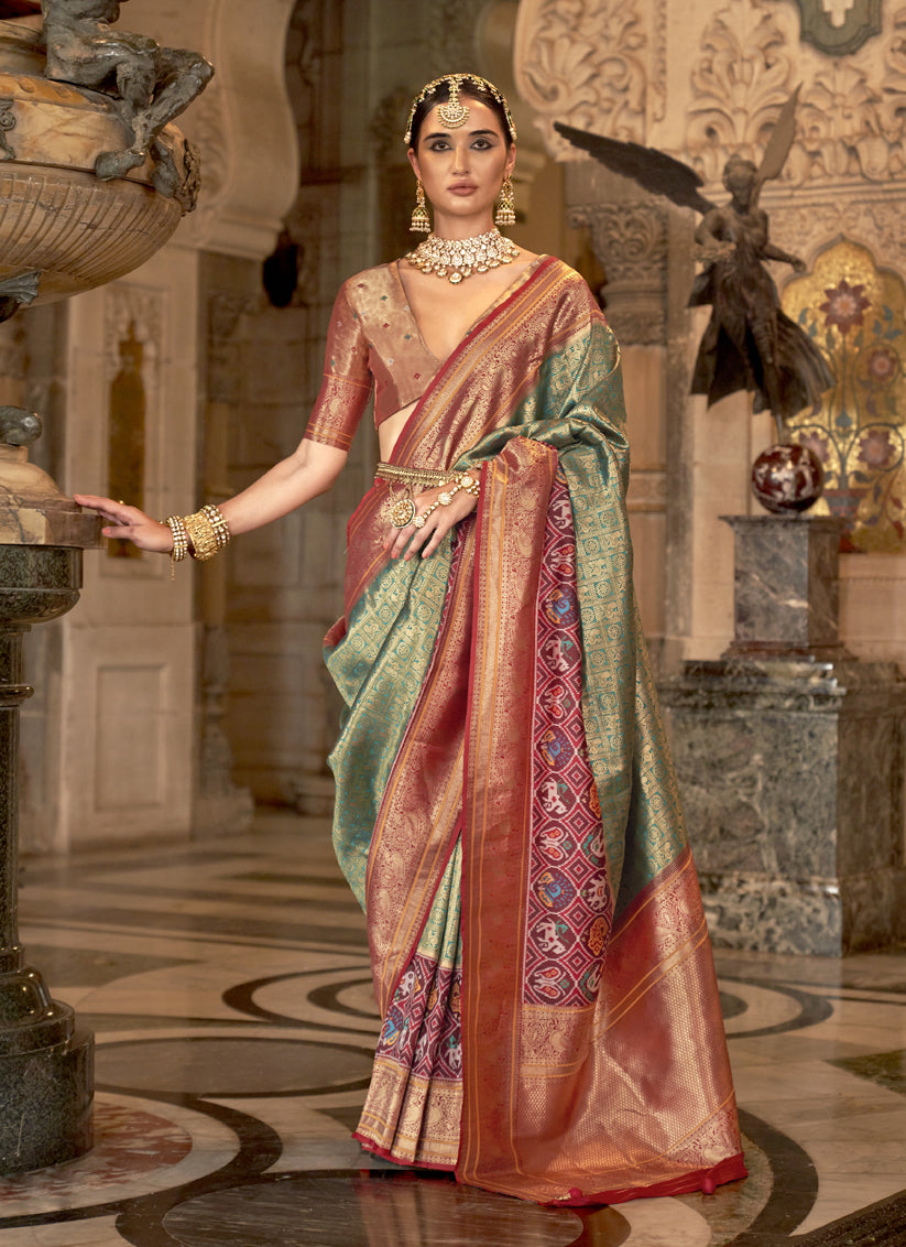 Green Banarasi Brocade Zari Woven Saree