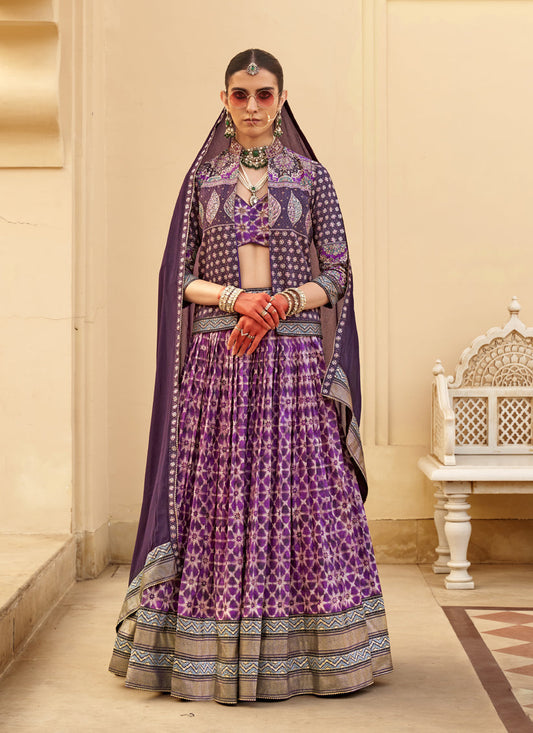 Magenta Viscose Silk Designer Lehenga Choli with Jacket