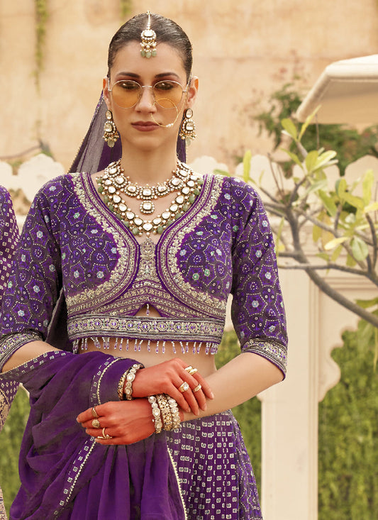 Purple Viscose Silk Designer Lehenga Choli