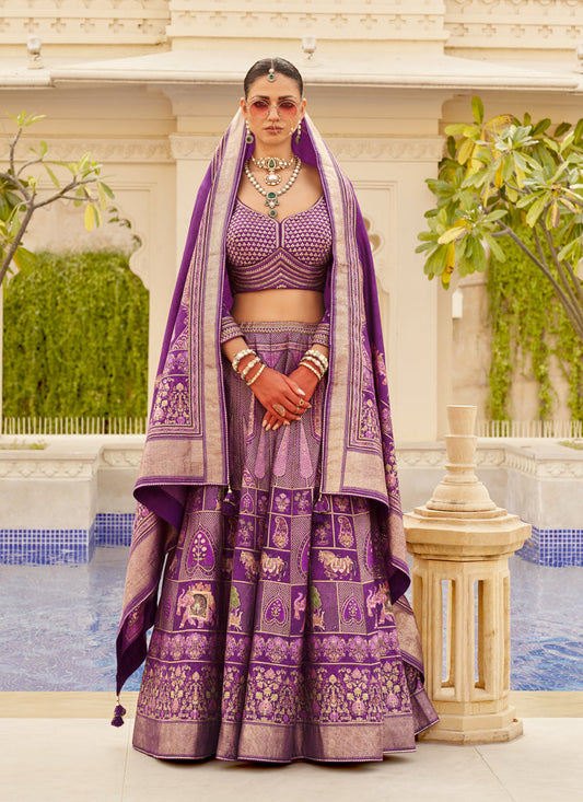 Magenta Viscose Silk Designer Lehenga Choli