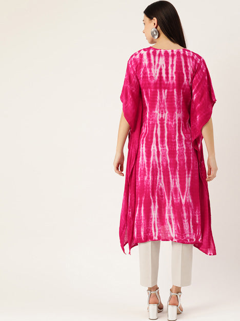 Pink Crepe Kaftan Style Kurti