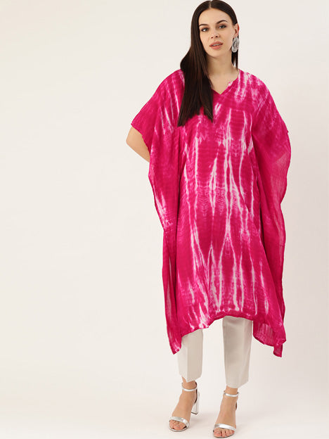 Pink Crepe Kaftan Style Kurti