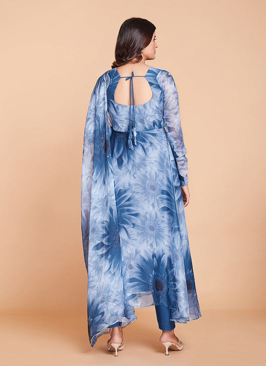 Navy Blue Readymade Pant Kameez Suit