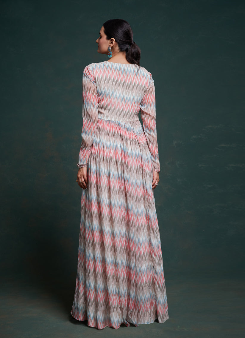 Grey Georgette Readymade Gown