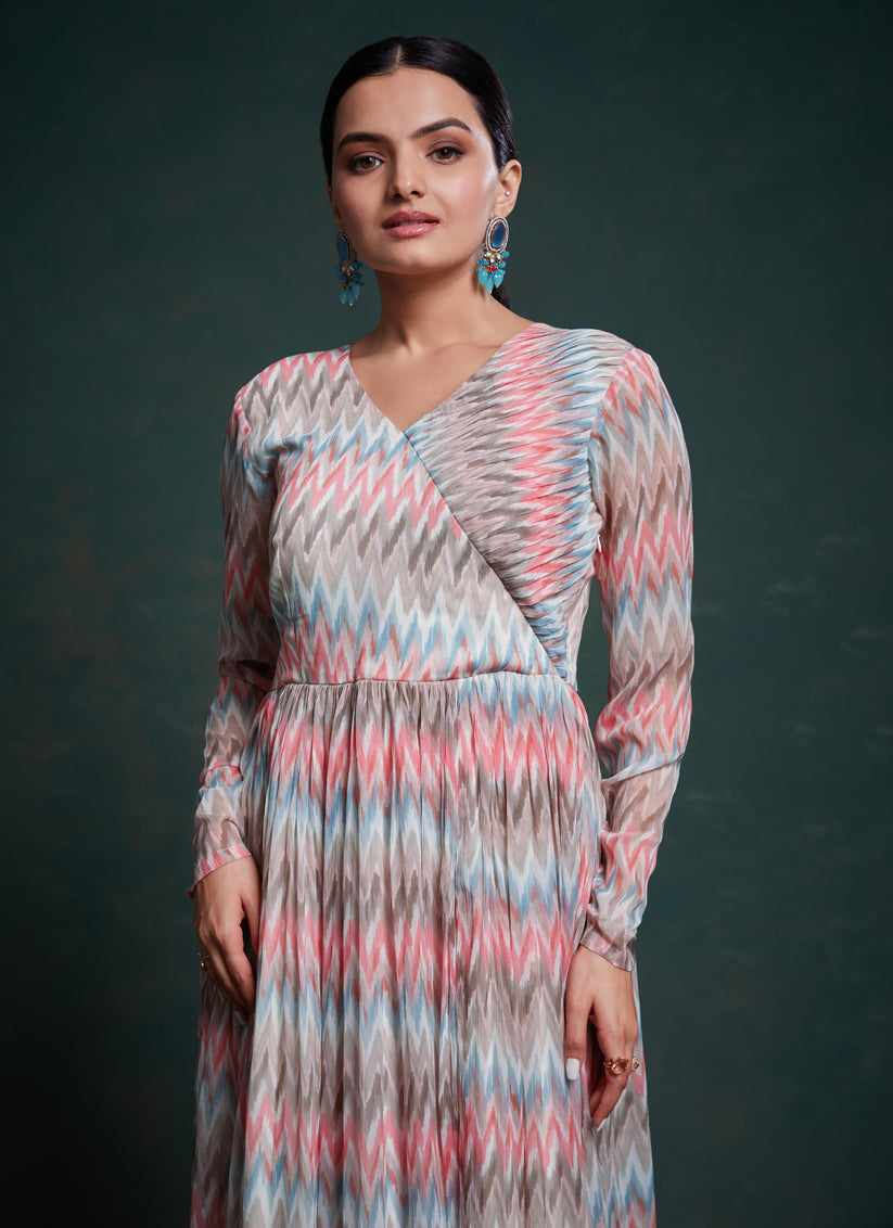 Grey Georgette Readymade Gown