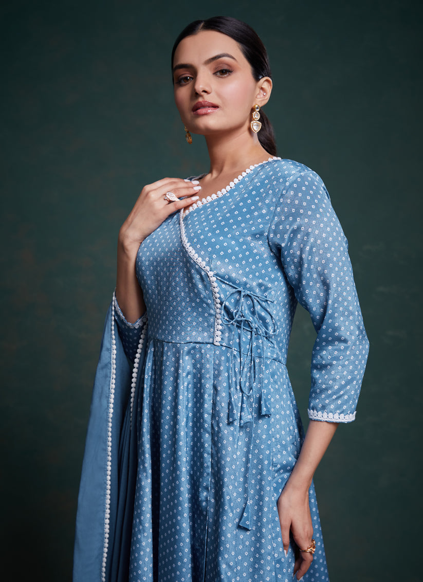 Sky Blue Readymade Festival Wear Suit