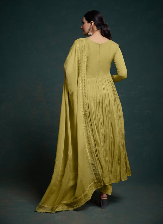 Olive Green Readymade Festival Wear Suit
