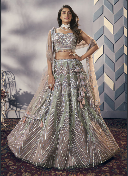 Blush Peach Heavy Net Designer Lehenga Choli Set