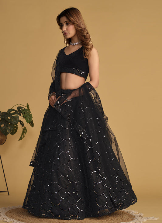 Black Sequins Embroidered Lehenga Choli Set